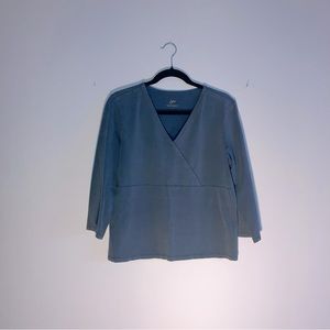 J. Jill charcoal blue vintage v-neck w/ 3/4 sleeves. Lovely cotton with spandex.